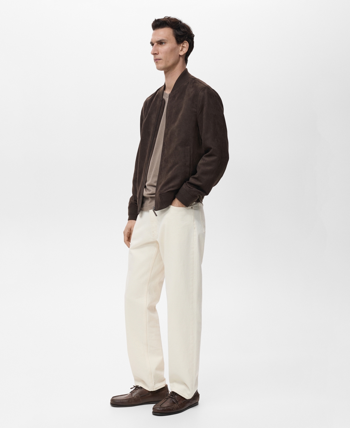Mango Men's Suede-effect Bomber Jacket In Brown