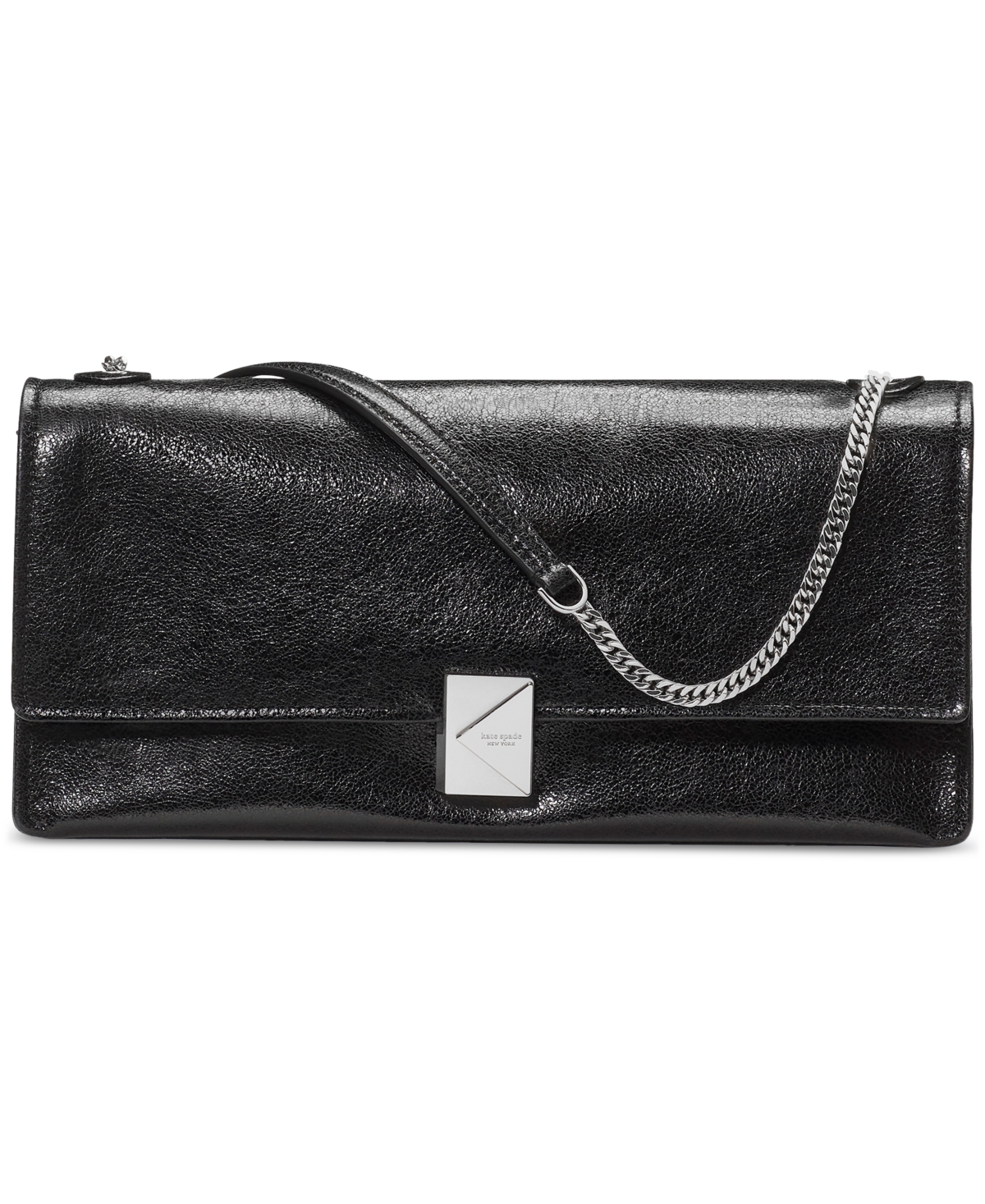Kate Spade Deco Glazed Leather Soft Shoulder Bag In Black