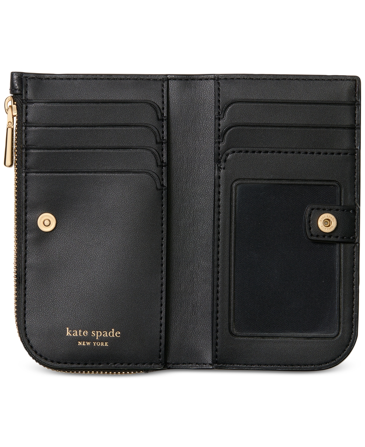 Kate Spade Devin Pebbled Leather Small Slim Bifold Wallet In Black