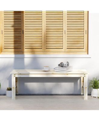 2-Seat Wood Garden Bench, Patio Bench w/ Slatted Seat,