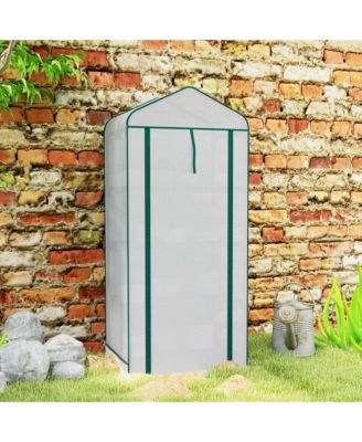 4-Tier Mini Greenhouse with Screen Roof and Reinforced PE Cover