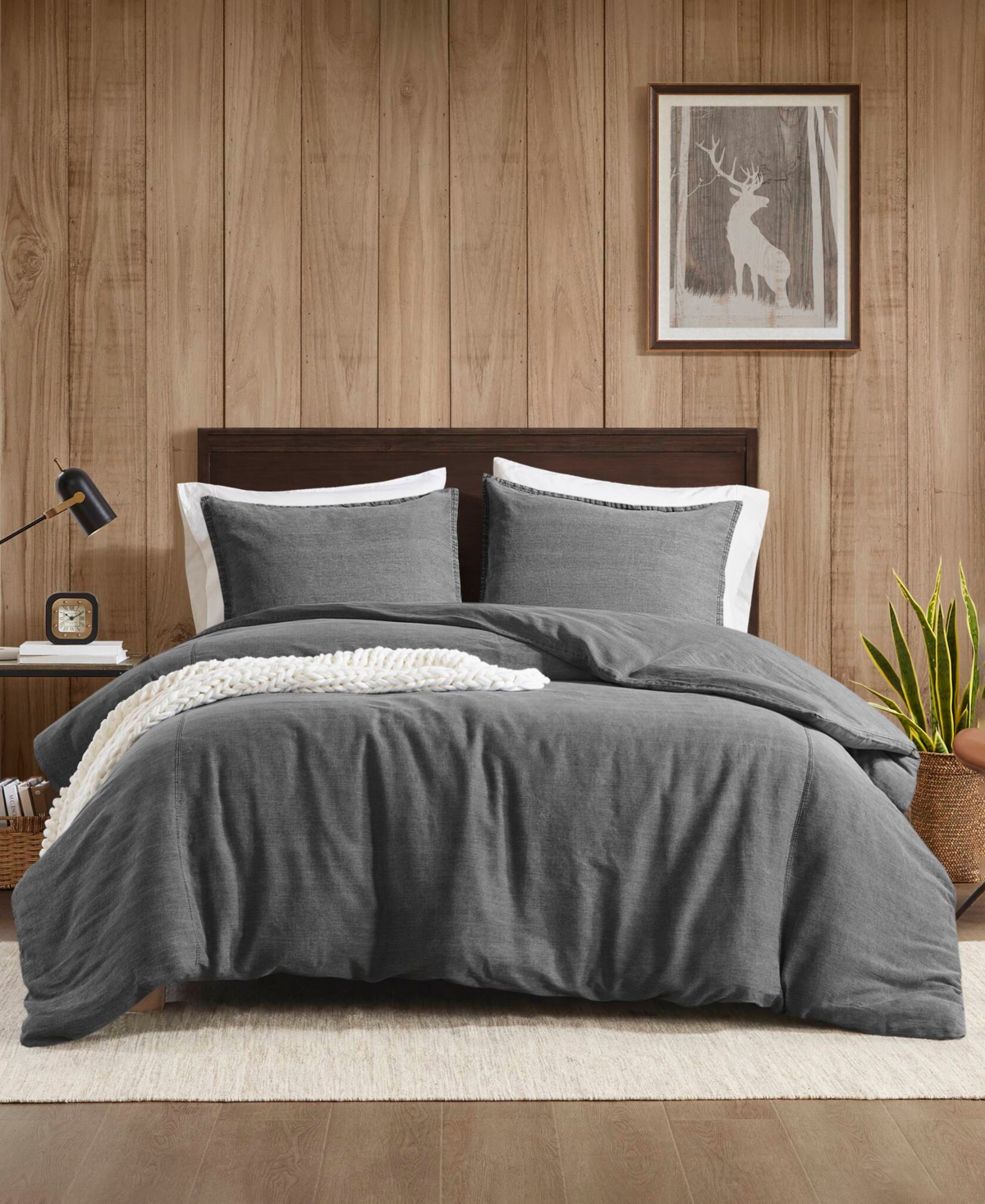 Woolrich Mckenzie Twill Washed 3-pc. Duvet Cover Set, Full/queen In Gray