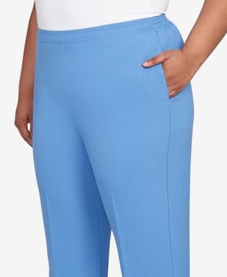 Plus Size Textured Pull On Elastic Short Length Pants