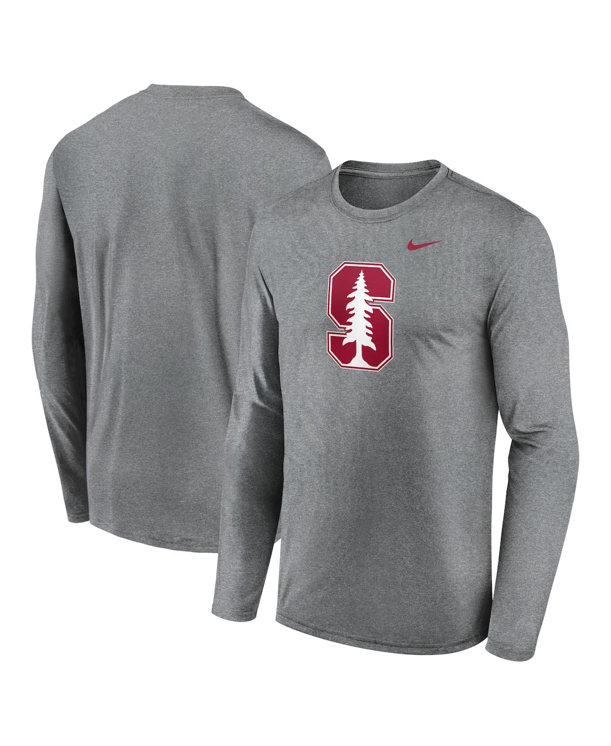 Men's Heather Gray Stanford Cardinal Primetime Primary Legend Long Sleeve T-Shirt - Heather Gray