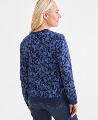 Women's Printed Fleece Crewneck Sweatshirt, Macy's Exclusive