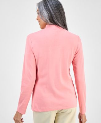 Women's Cotton Mock-Neck Long-Sleeve Tee