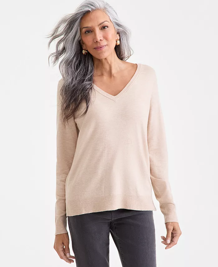 Women's V-Neck Long-Sleeve Sweater - thumbnail 4