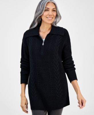 Women's Quarter-Zip Cable-Knit Sweater, Macy's Exclusive
