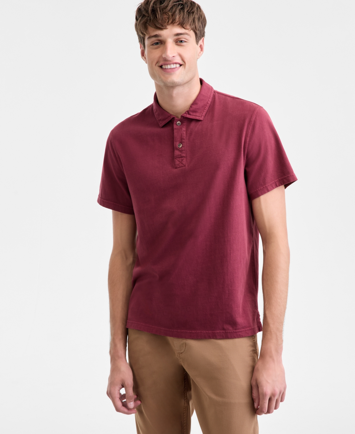 Sun + Stone Men's Long Sleeve Button-front Corduroy Shirt, Created For Macy's In Burgundy