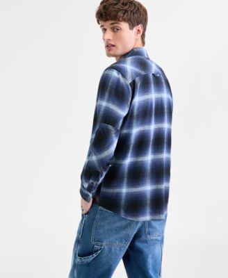 Men's Iverson Long-Sleeve Cotton Flannel Plaid Shirt, Macy's Exclusive