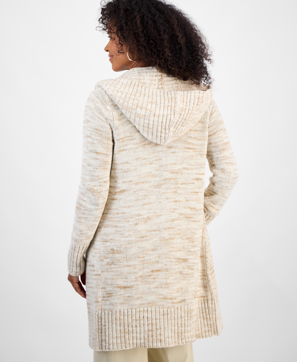Style & Co Women's Open-front Hooded Cardigan, Macy's Exclusive In White