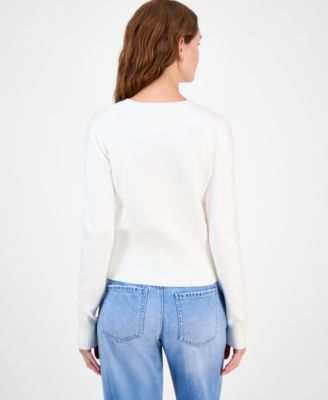 Juniors' High-Rib Button-Front Lady Cardigan