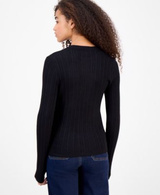Juniors' Crewneck Long-Sleeve Sweater 