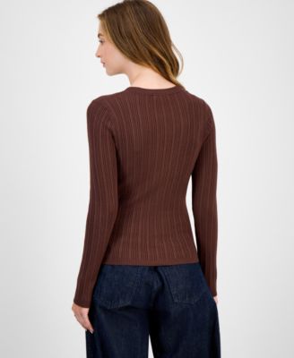 Juniors' Crewneck Long-Sleeve Sweater 