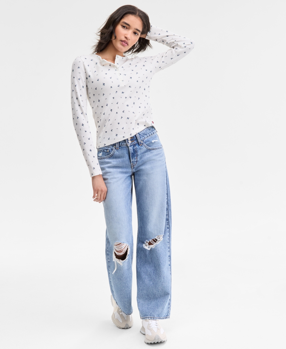 Levi's Women's Dana Henley Long Sleeve Top In Neutral