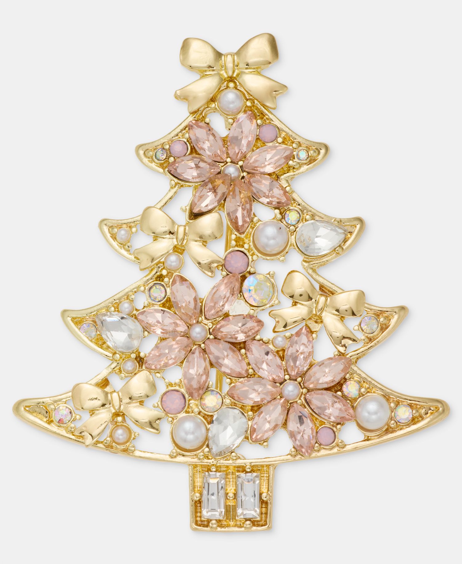 Crystal & Imitation Pearl Tree Pin