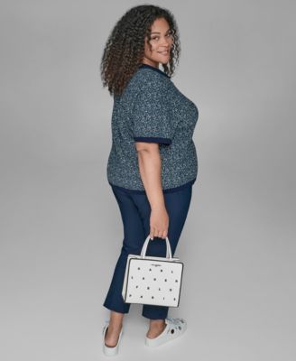 KARL LAGERFIELD PARIS Plus Size Short Sleeve Crew Sweater