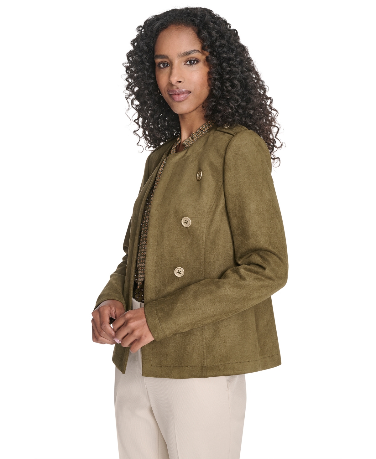 Tommy Hilfiger Women's Scuba Suede Long Sleeve Jacket In Green