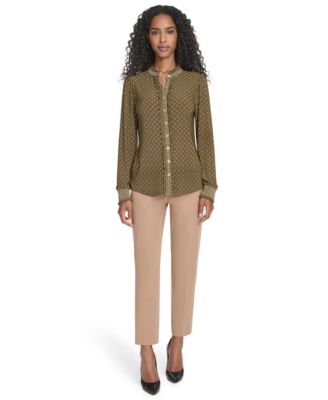 Women's Foulard Ruffle Button-Up Top