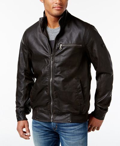INC International Concepts Men's Varsity Faux Leather Zip-Front Jacket, Only at Macy's