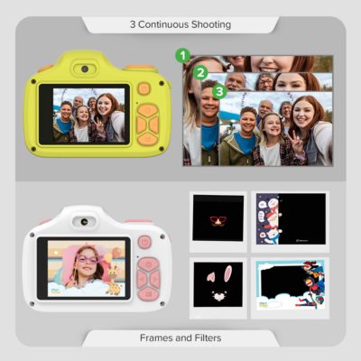 Camera 3 (Yellow) Kids Digital Camera, Video Camera for Toddlers, 16MP 1080HD Video, MicroSD Card, Selfie & Macro Lens, Safety Neck Lanyard Gift for Kids 3-12