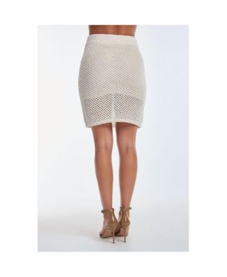 Womens Addison Sequin Crochet Skirt - Pearl
