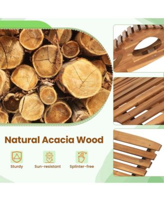 Outdoor Chaise Lounge with High Back Slatted Seat Stopper Outside Wood Rocker