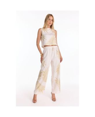 Women's Sola Linen Top - Gold Palm