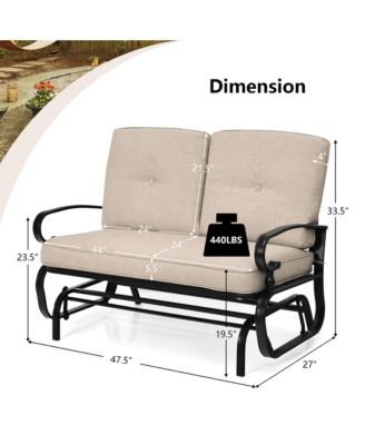 Patio Swing Glider Chair Rocking Loveseat Bench for 2 Persons with Beige Cushions