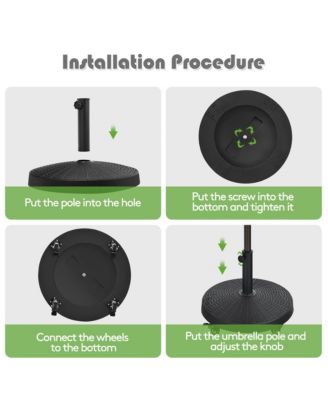 50 lbs Round Resin Patio Umbrella Base Stand Holder w/ Lockable Wheels