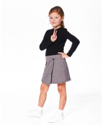Girl Bi-Material Dress Black and Houndstooth - Toddler|Child