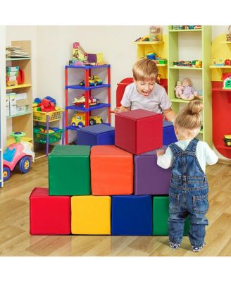 12-Piece 8'' PU Foam Big Building Blocks Colorful Soft Blocks Play Set For Kids