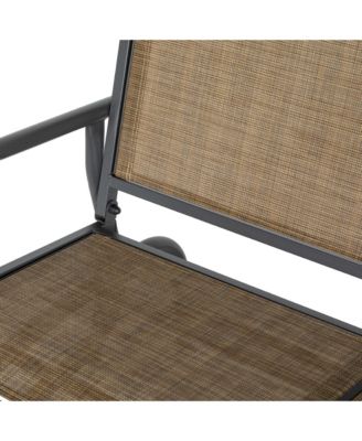 2-Person Outdoor Glider Bench, Patio Double Swing Rocking Chair Loveseat w/Powder Coated Steel Frame for Backyard Garden Porch, Light Mixed Brown