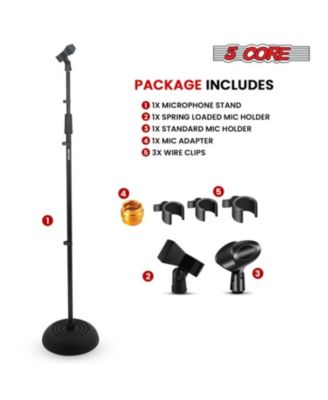 Microphone Stand Floor 4 Pcs Adjustable w Extending Telescoping Boom Arm
