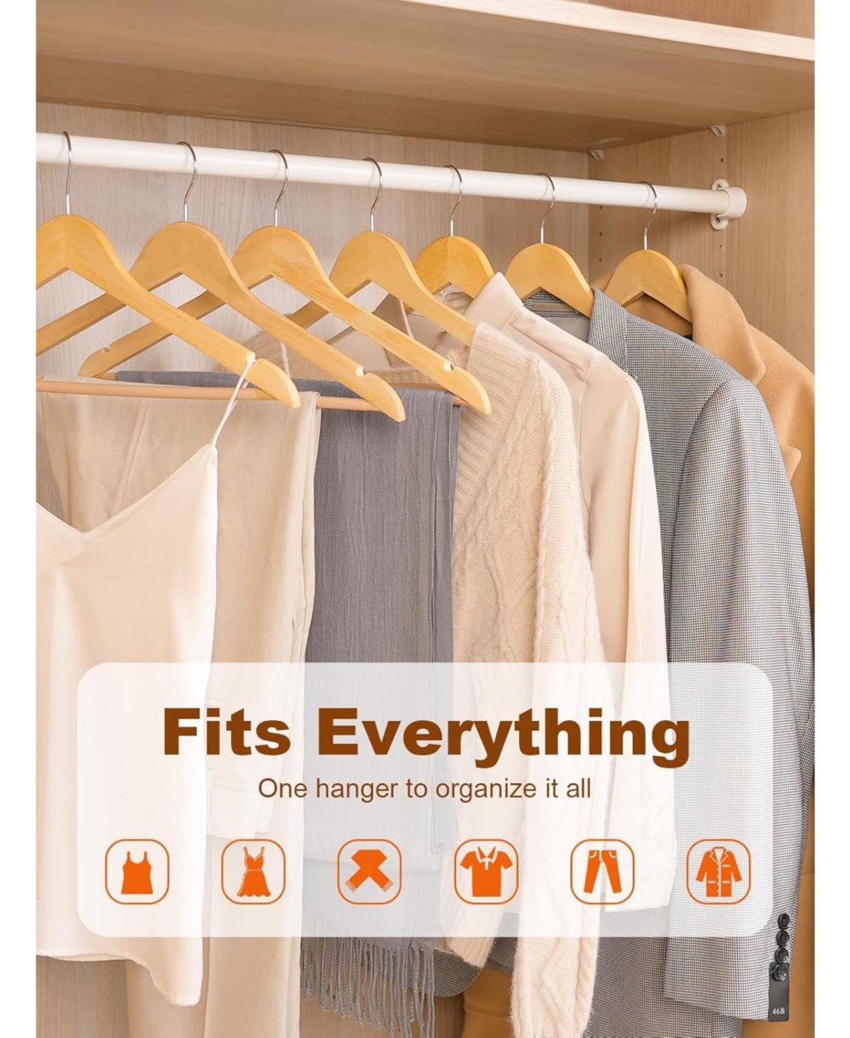 Premium Coat & Suit Heavy Duty Wooden Hangers Natural 20 Pack