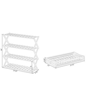 Bamboo Foldable Shoe Rack, Free Standing Shoe Organizer Storage Rack, 4 Tier