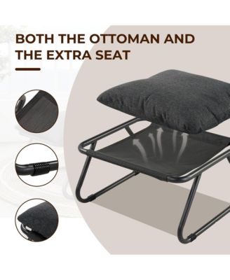 2-Piece All-Iron Removable Lounge Chair Set With Cushions & Footrest,Breathable Mesh Chair