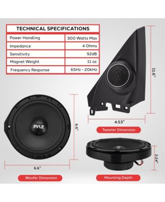 Two-Way Component Speaker Systems, 6.5'' for 2006-Up HONDA CIVIC, 300 Watts, 4 Ohm Impedance (Pair)