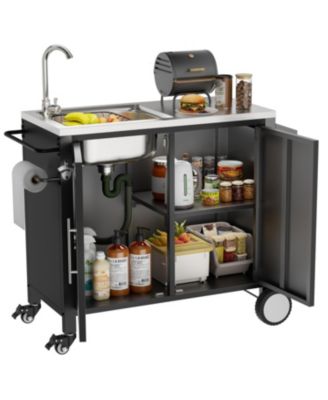 Outdoor Grill Table with Sink & Cabinet