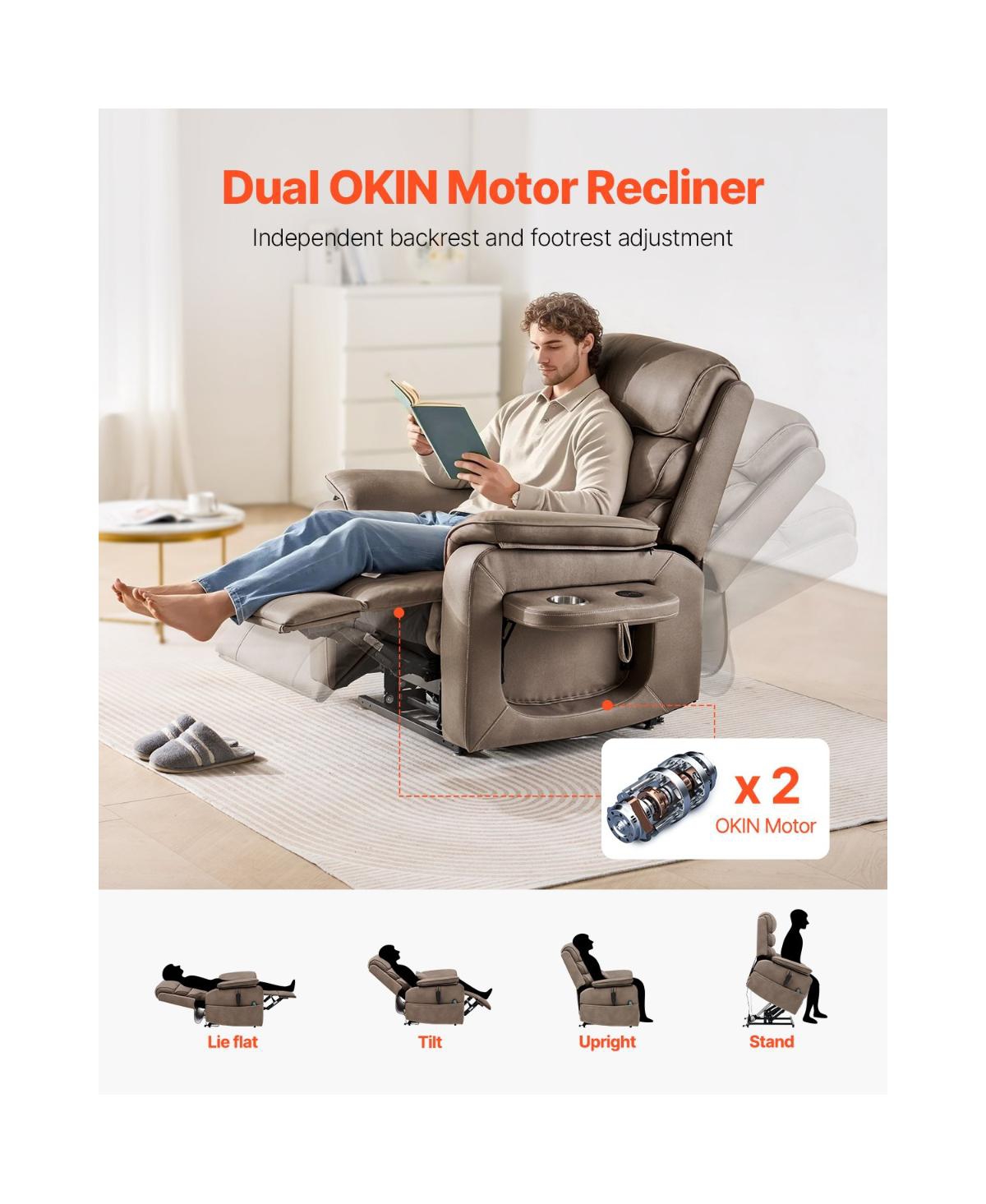 Slickblue Dual Motor Power Recliner Sofa with Massage, Heat, Cup Holders, and Wireless Charging