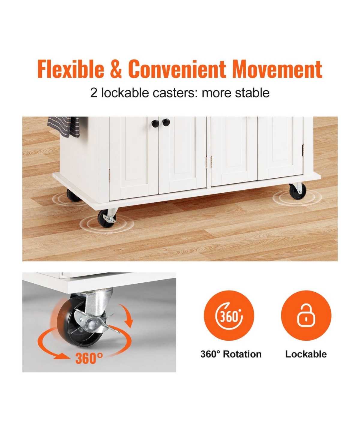 Slickblue Kitchen Island Cart with Wood Top, Drop Leaf, Drawer, Cabinet, and Rolling Wheels