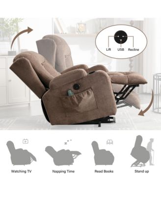 Power Lift Recliner for Elderly with Heat, Massage, USB Port, Side Pocket & Infinite Positions – Ideal Living Room Chair for Comfort