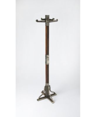 Industrial Vintage Style Coat Rack with Metal Frame and Wood Accents for Entryway