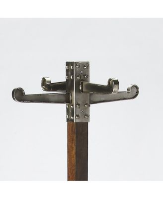 Industrial Vintage Style Coat Rack with Metal Frame and Wood Accents for Entryway