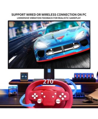 Gaming Racing Wheel, Wireless Steering Wheel for Nintendo Switch, PC, PS4/PS3, iOS, Android - Vibration, LED Lights, Adjustable Sensitivity