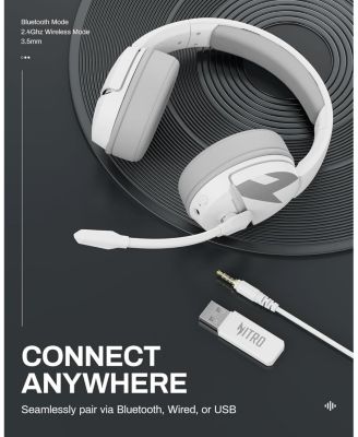 Wireless Gaming Headset | 2.4GHz, 100Hrs Battery, Noise-Canceling Mic, 50mm Drivers | PS5, PS4, PC, Switch, Bluetooth 5.3 (White)