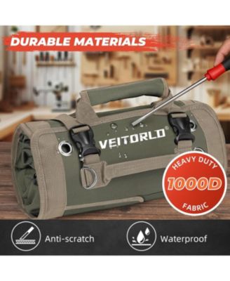 Tool Roll Up Bag , Portable Foldable Tools Storage for Men, Heavy Duty Tool Organizer with Detachable Pouches for Electrician Carpenter and Handy Man