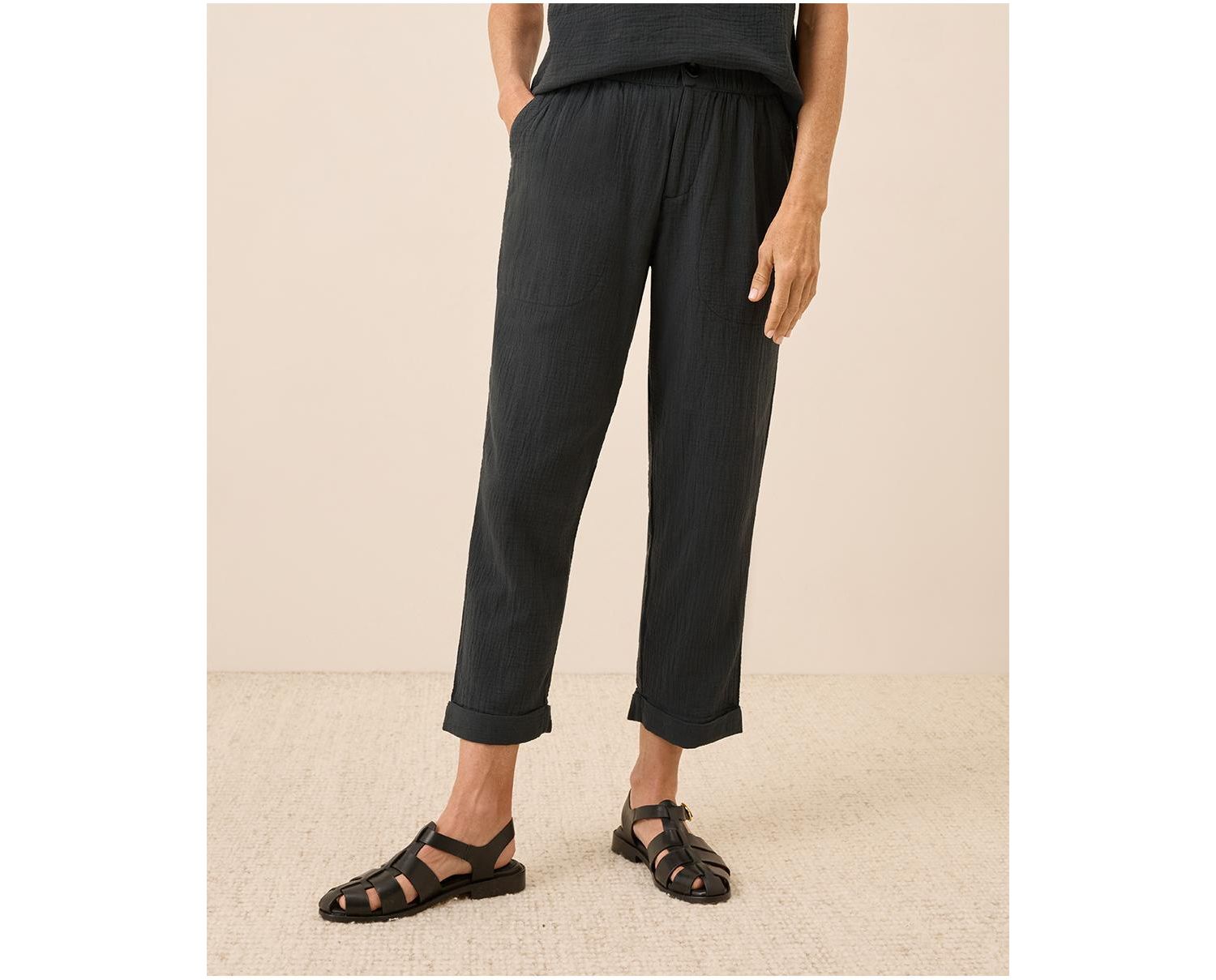 Organic Cotton Coastal Double Gauze Rolled Cuff Pant
