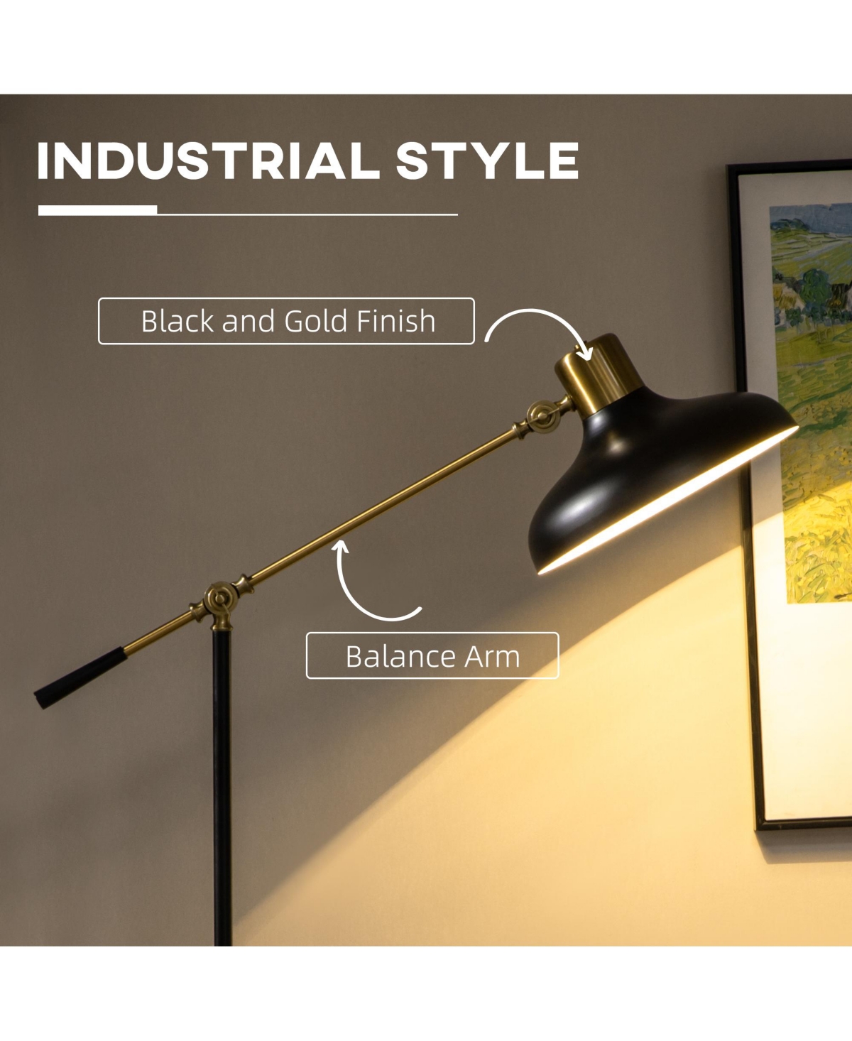 Homcom Adjustable Floor Lamps for Living Room, Sding Lamp
