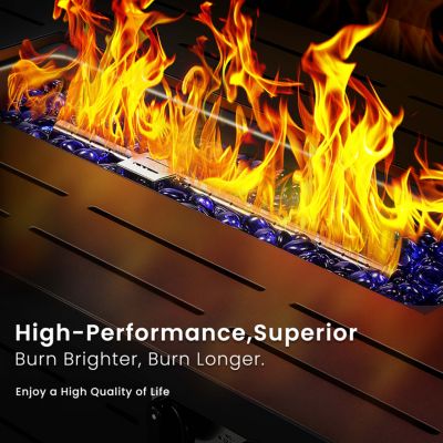 43" 2-in-1 Fire Pit Table with Adjustable Flame, 50,000 BTU Smokeless Windproof Propane Heater, Durable Metal Frame, CSA Certified for Patio